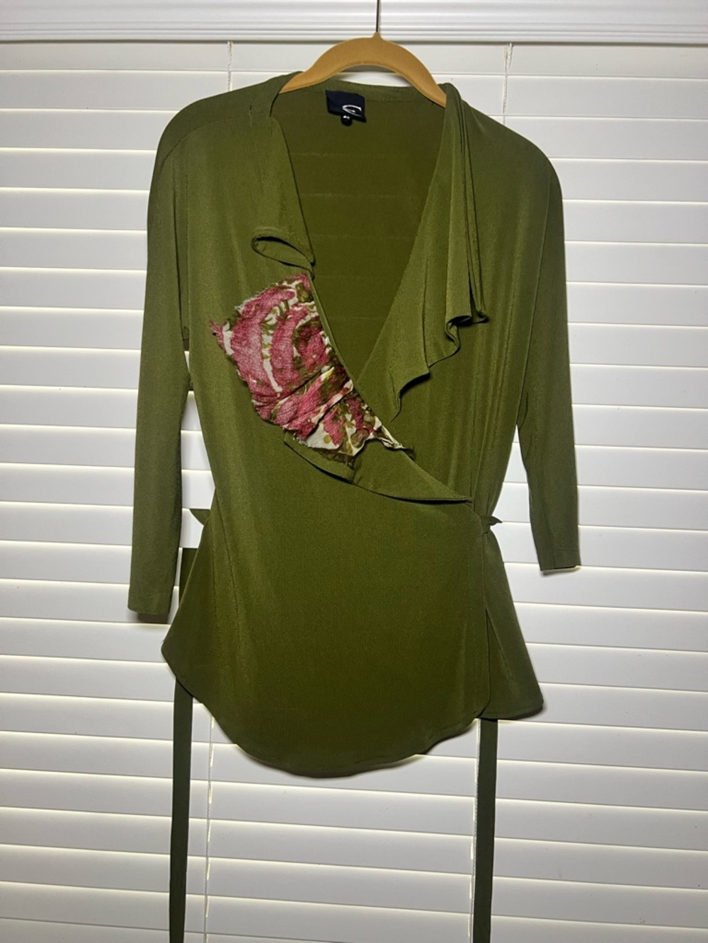 Olive green wrap blouse just Cavalli size Us 6
